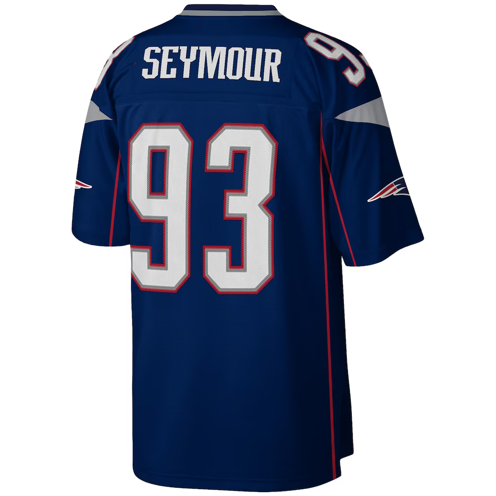 Kdoa NE.Patriots #93 Richard Seymour Mitchell & Ness Navy Legacy Replica Stitched Puhic Jersey