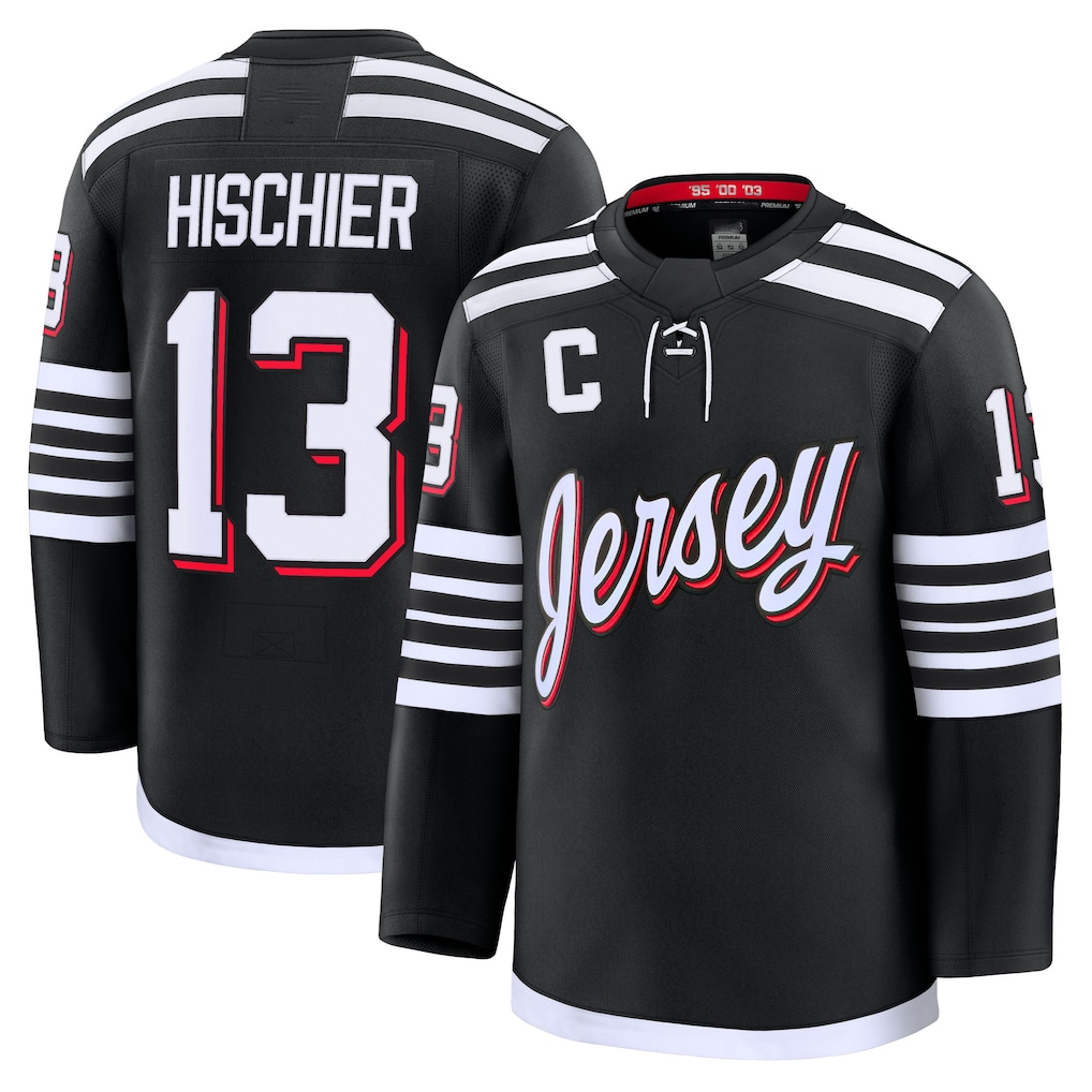 Kdoa N.Jersey Devils #13 Nico Hischier Black Alternate Premium Jerseys