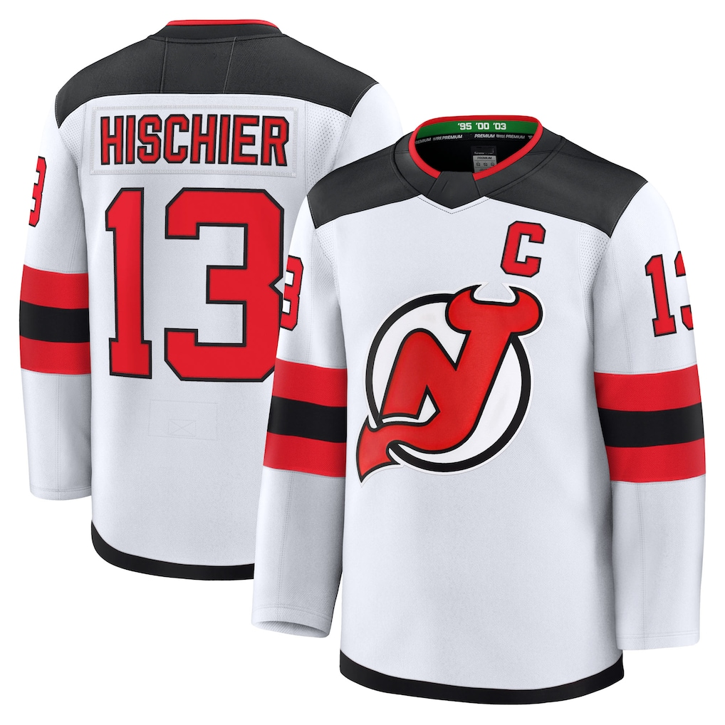 Kdoa N.Jersey Devils #13 Nico Hischier White Away Premium Jerseys
