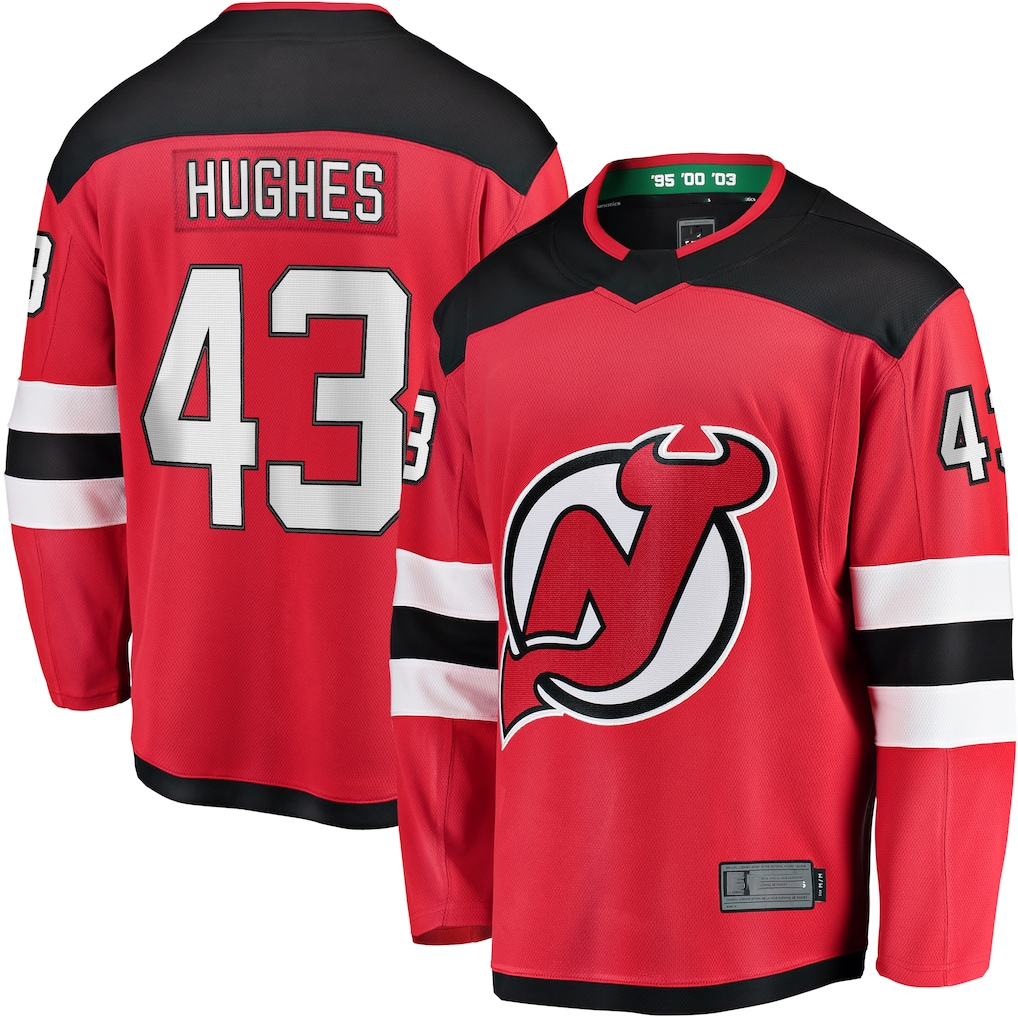Kdoa N.Jersey Devils #43 Luke Hughes Red Home Breakaway Player Jerseys