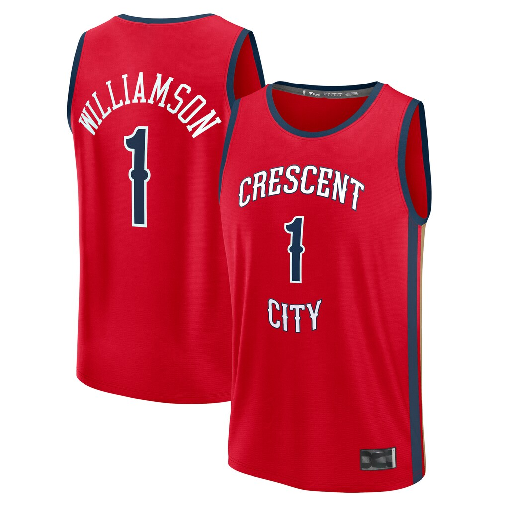 Kdoa NO.Pelicans #1 Zion Williamson Red Fast Break Replica Player Stitched Jerseys- Statement Edition