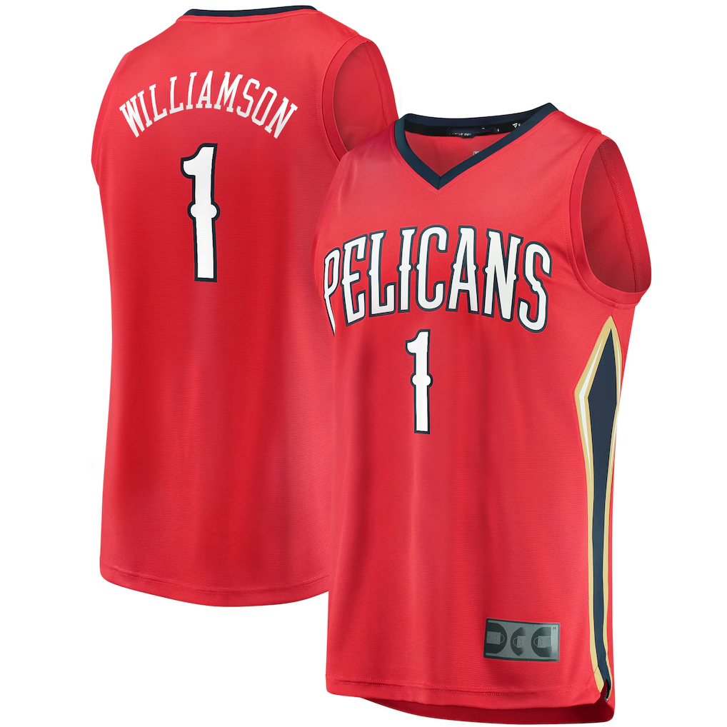 Kdoa NO.Pelicans #1 Zion Williamson Red Replica Fast Break Stitched Jerseys- Statement Edition