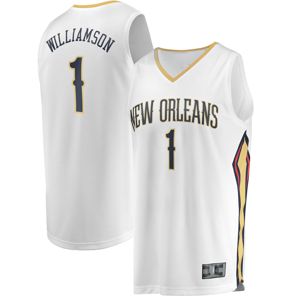 Kdoa NO.Pelicans #1 Zion Williamson White Replica Fast Break Stitched Jerseys- Association Edition
