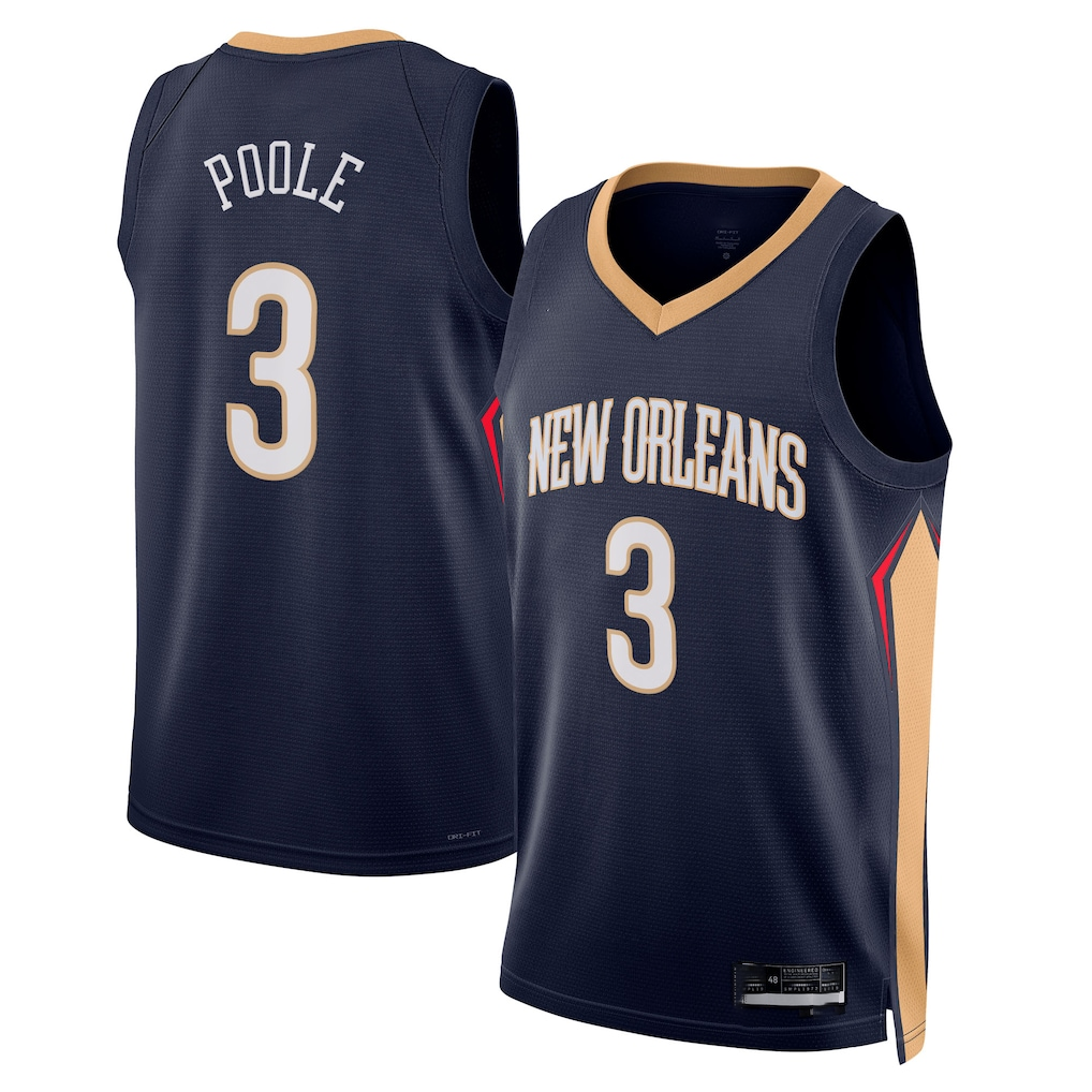 Kdoa NO.Pelicans #3 Jordan Poole Navy Swingman Stitched Jerseys- Icon Edition