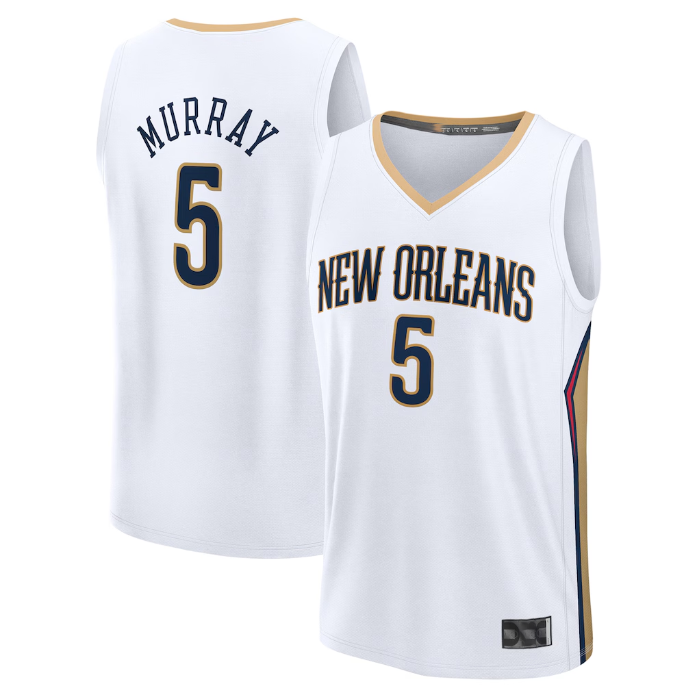 Kdoa NO.Pelicans #5 Dejounte Murray White Fast Break Replica Player Stitched Jerseys- Association Edition