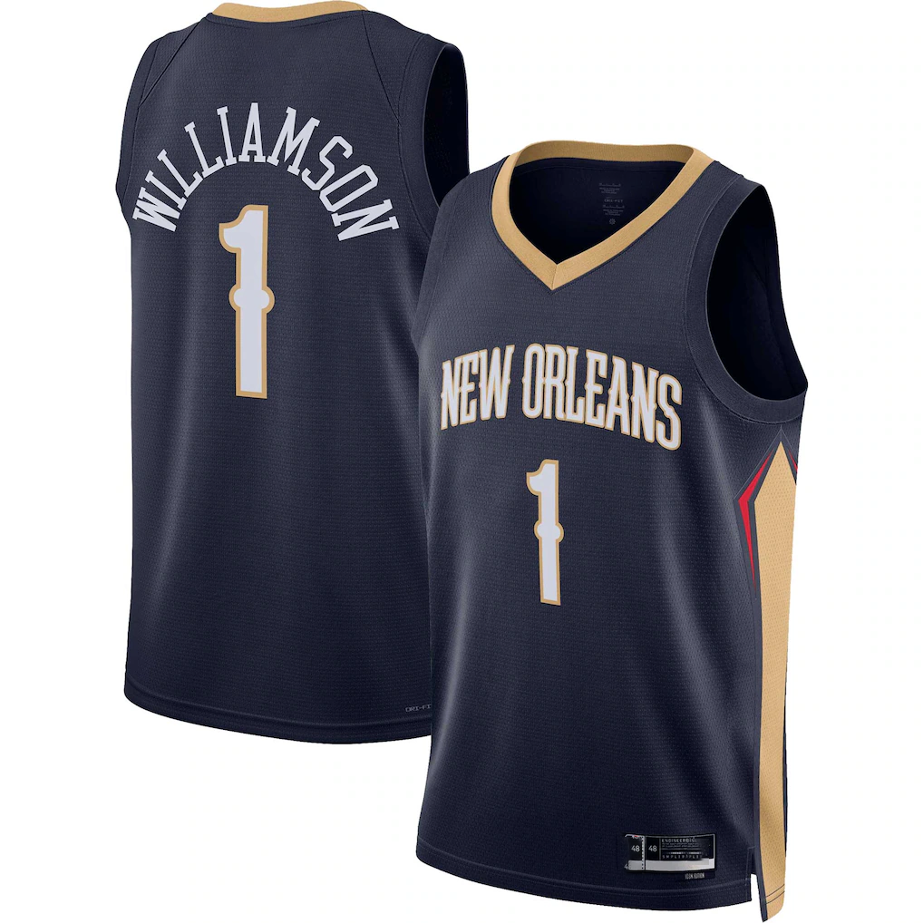 Kdoa NO.Pelicans #1 Zion Williamson Navy Swingman Stitched Jerseys- Icon Edition