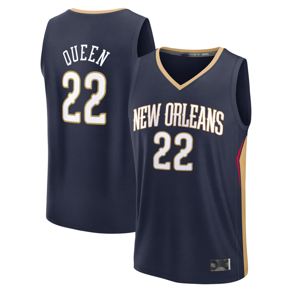 Kdoa NO.Pelicans #22 Derik Queen Navy Fast Break Replica Stitched Jerseys- Icon Edition