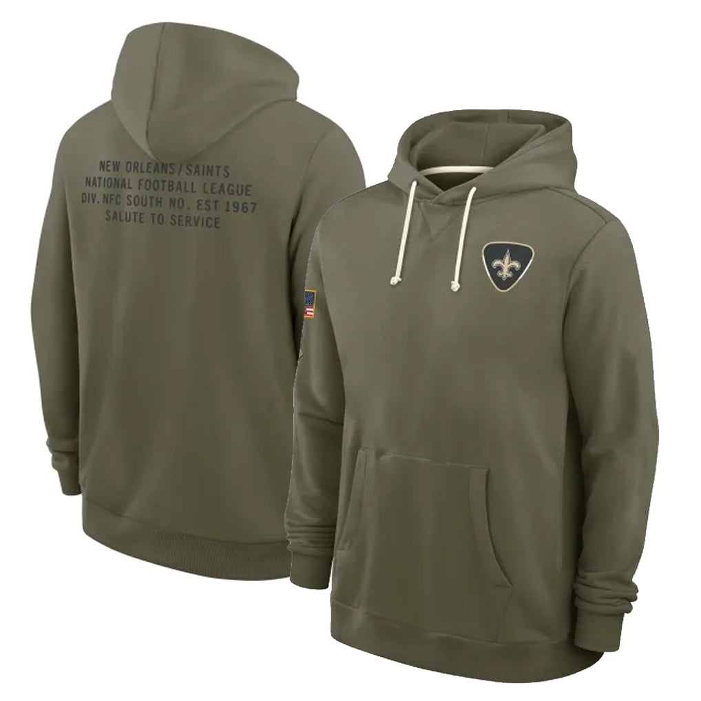 Kdoa NO.Saints Olive Salute to Service Pullover Hoodies Limited Blank Player Stitched Jerseys