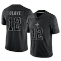 Kdoa NO.Saints #12 Chris Olave Player Black Limited Reflective Home Game Stitched Jerseys