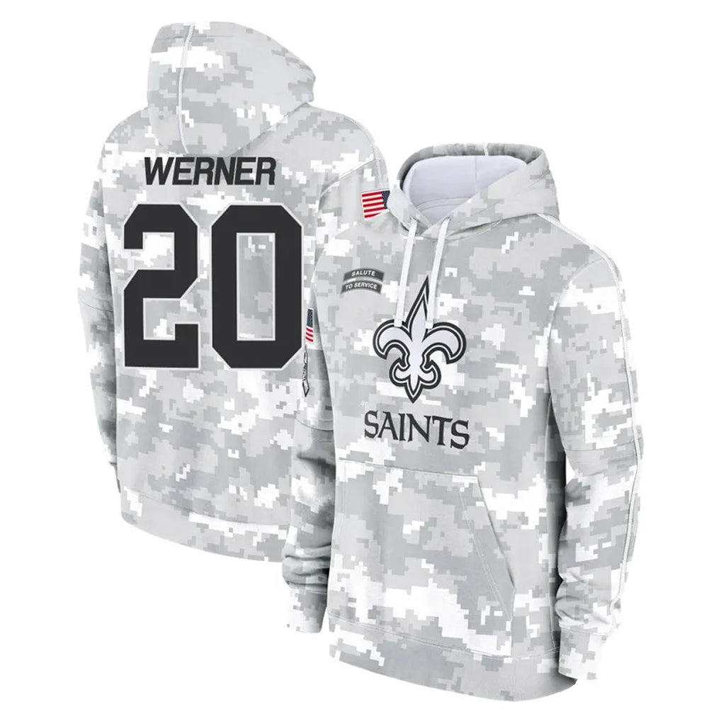 Kdoa NO.Saints #20 Pete Werner Player Arctic Camo Salute to Service Pullover Hoodies Limited Game Stitched Jerseys