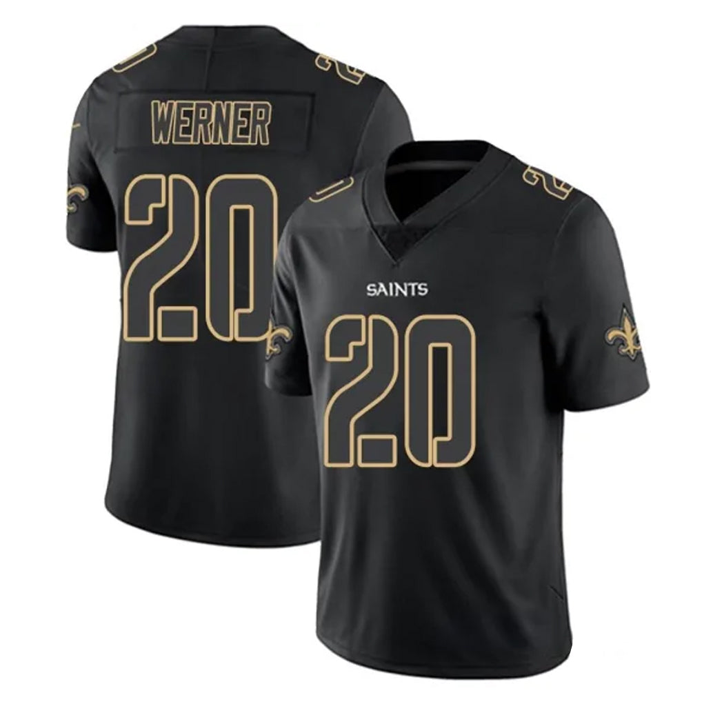 Kdoa NO.Saints #20 Pete Werner Player Black Impact Limited Home Game Stitched Jerseys