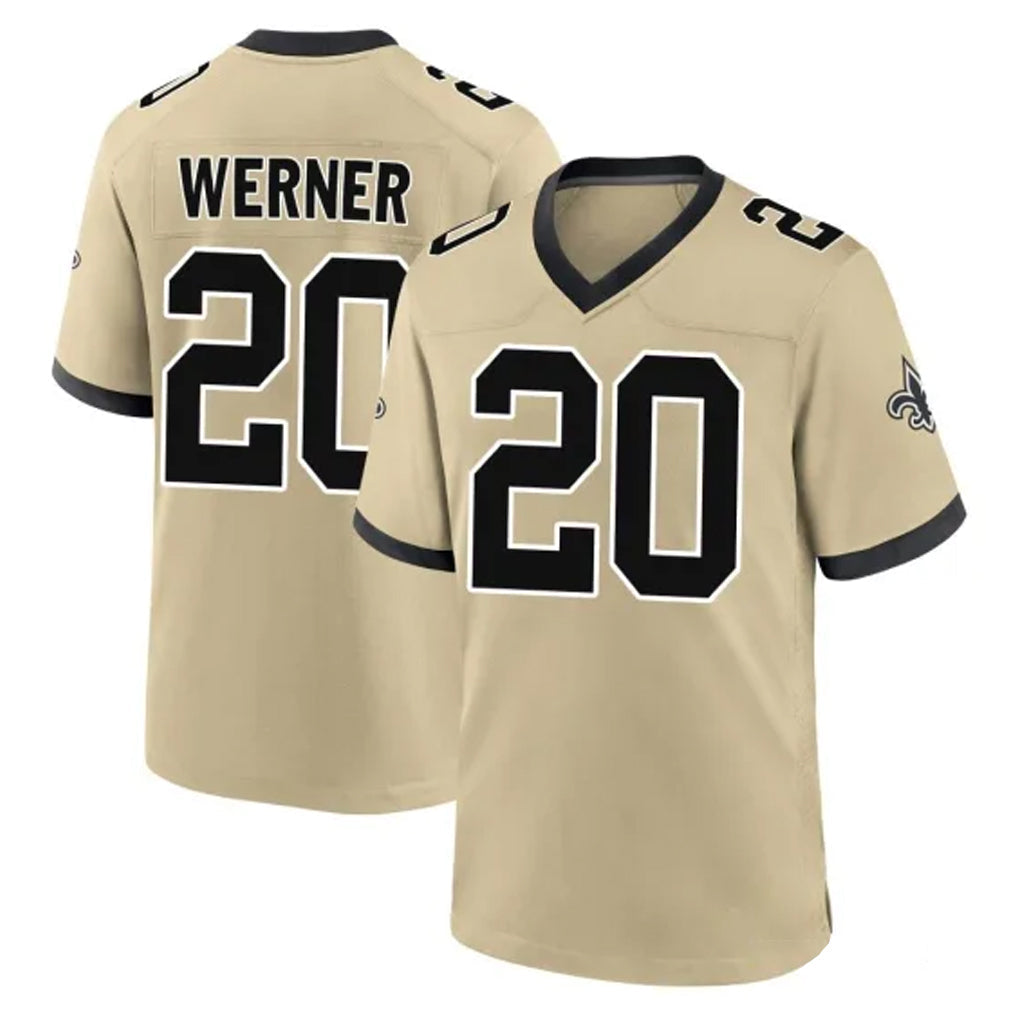 Kdoa NO.Saints #20 Pete Werner Player Gold Home Game Stitched Jerseys