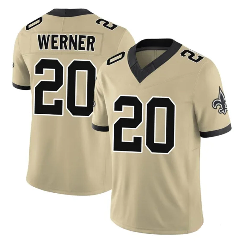 Kdoa NO.Saints #20 Pete Werner Player Gold Limited Vapor F.U.S.E. Home Game Stitched Jerseys
