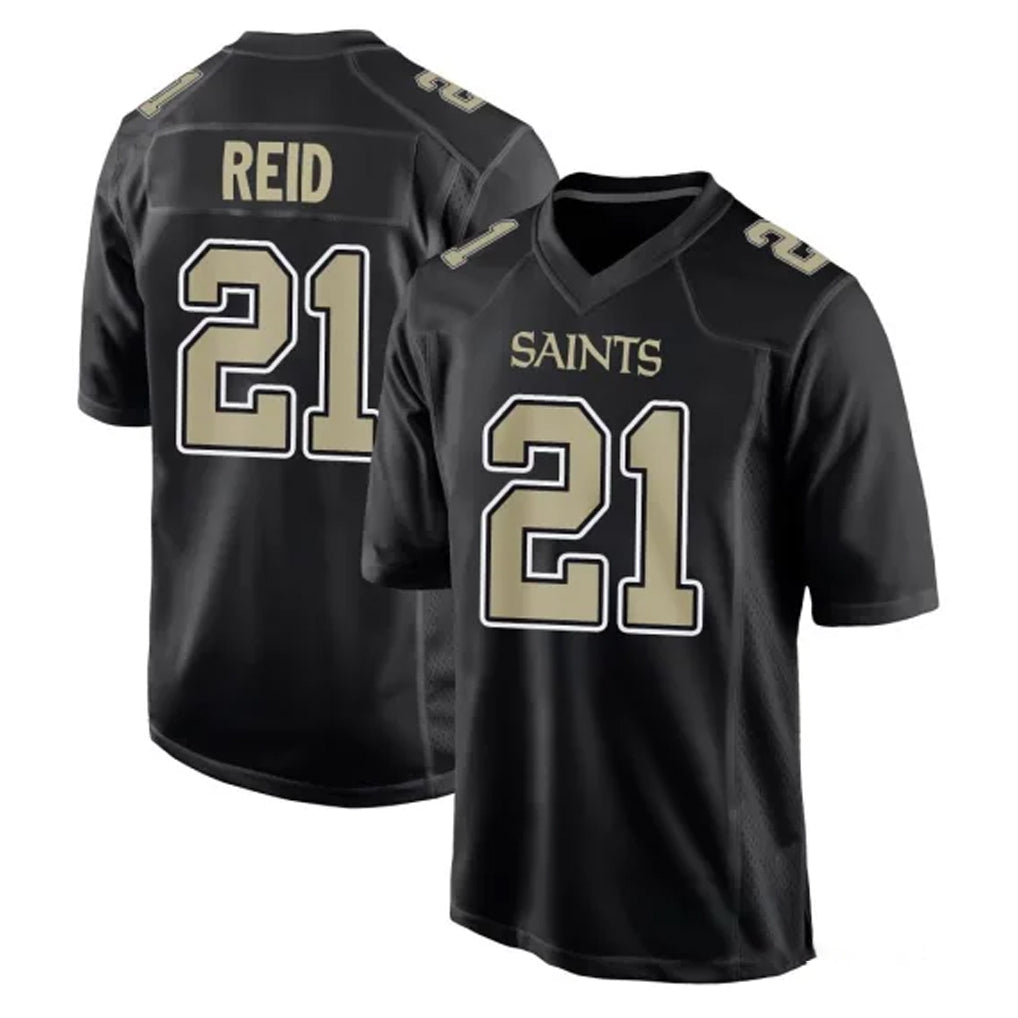 Kdoa NO.Saints #21 Justin Reid Player Black Carbon Fashion Home Game Stitched Jerseys