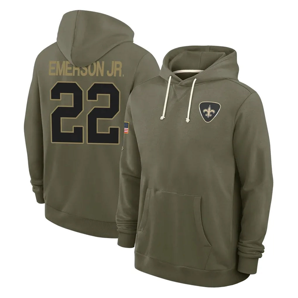 Kdoa NO.Saints #22 Martin Emerson Jr. Player Olive Salute to Service Pullover Hoodies Limited Stitched Jerseys