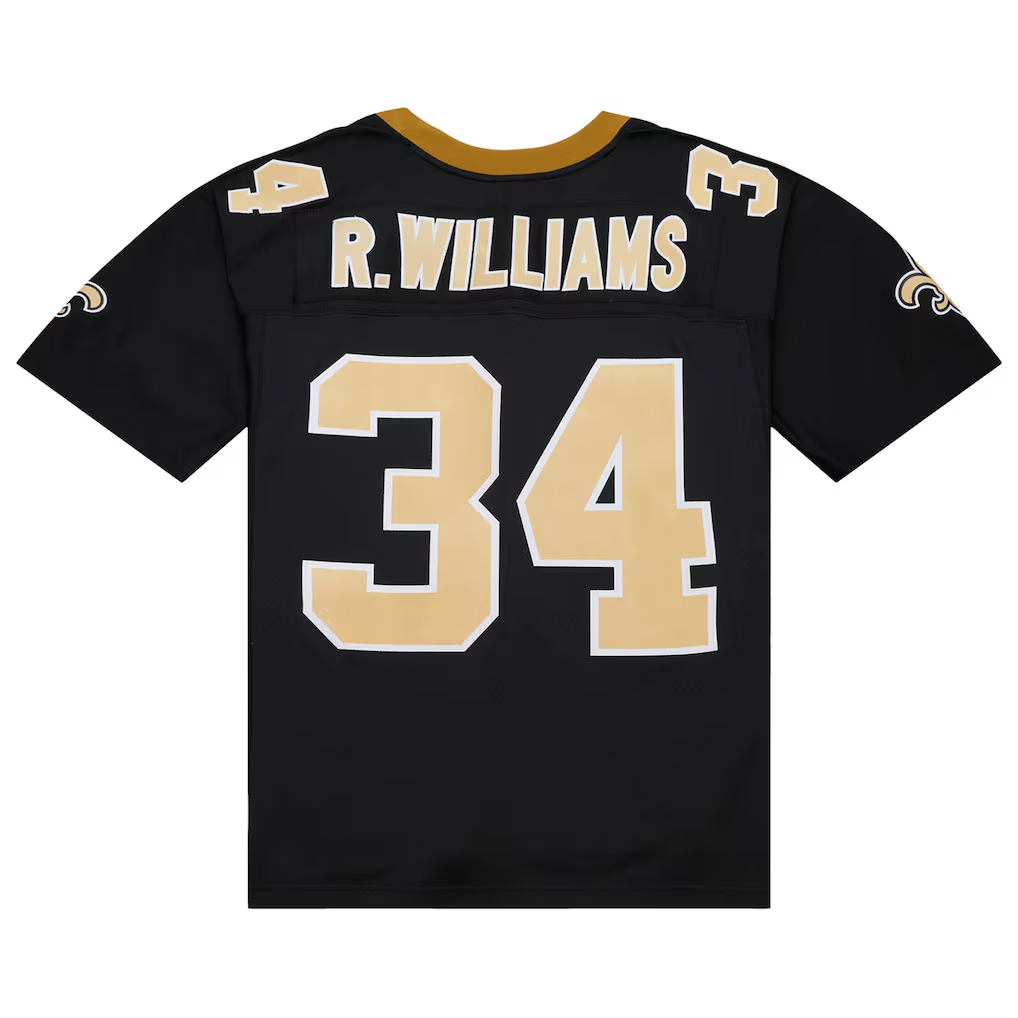 Kdoa NO.Saints #34 Ricky Williams Mitchell & Ness Black 1999 Legacy Replica Stitched Puhic Jersey
