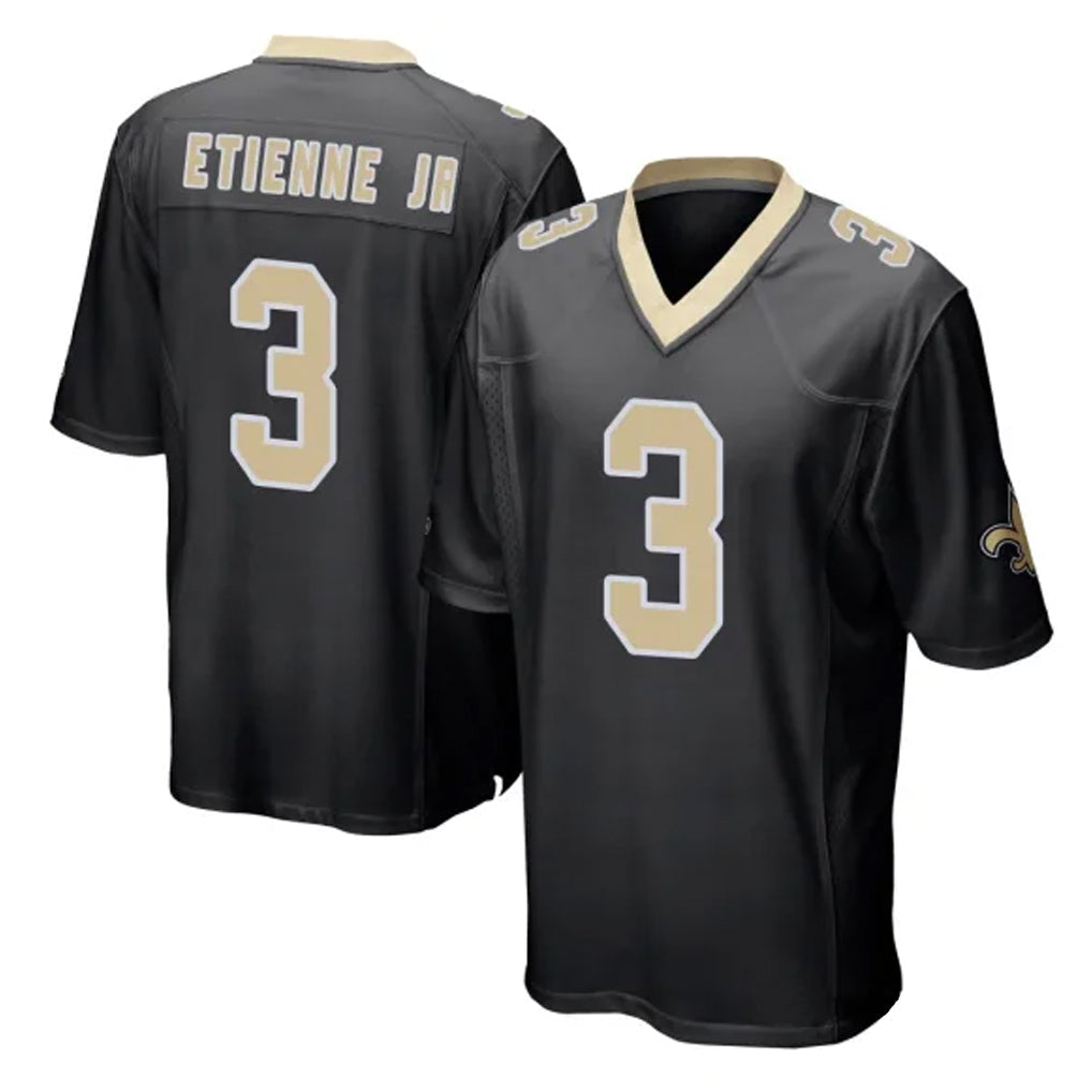 Kdoa NO.Saints #3 Travis Etienne Jr. Player Black Home Game Stitched Jerseys
