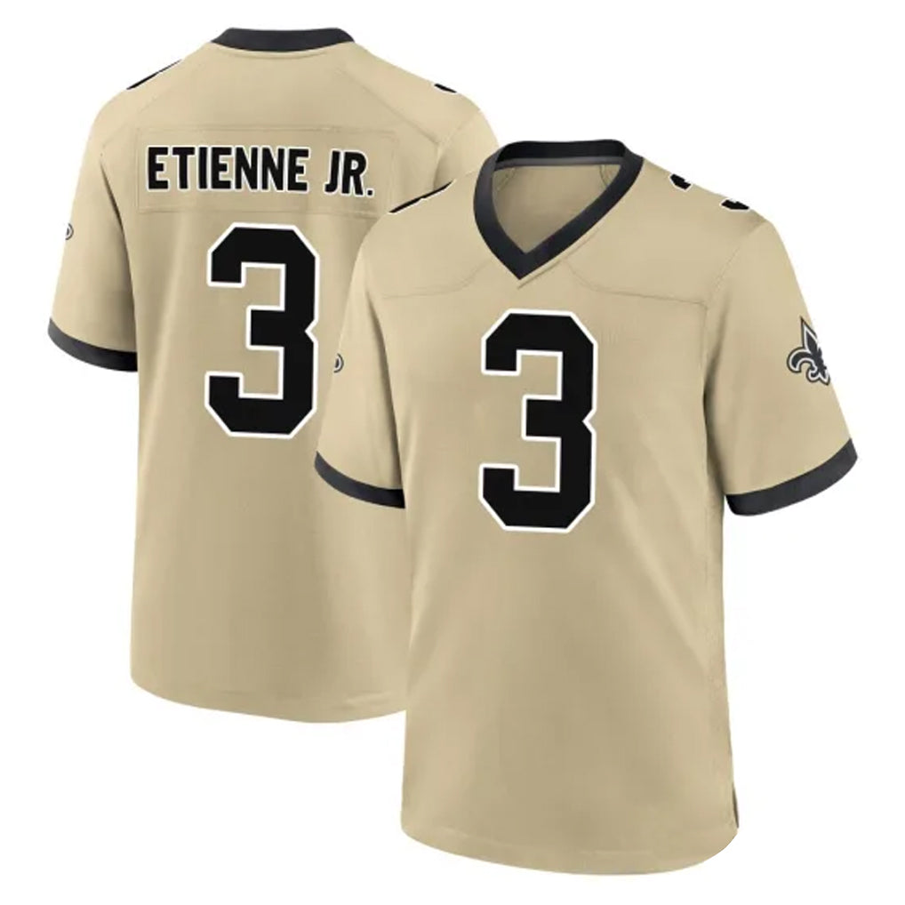 Kdoa NO.Saints #3 Travis Etienne Jr. Player Gold Home Game Stitched Jerseys