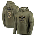 Kdoa NO.Saints #3 Travis Etienne Jr. Player Olive Salute to Service Pullover Hoodies Home Game Stitched Jerseys