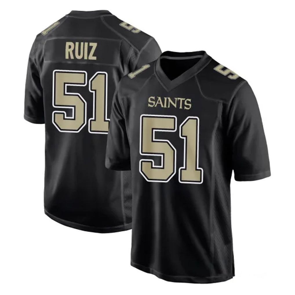 Kdoa NO.Saints #51 Cesar Ruiz Player Black Carbon Fashion Home Game Stitched Jerseys