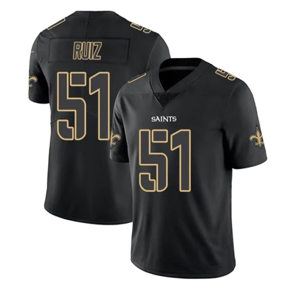 Kdoa NO.Saints #51 Cesar Ruiz Player Black Impact Limited Home Game Stitched Jerseys