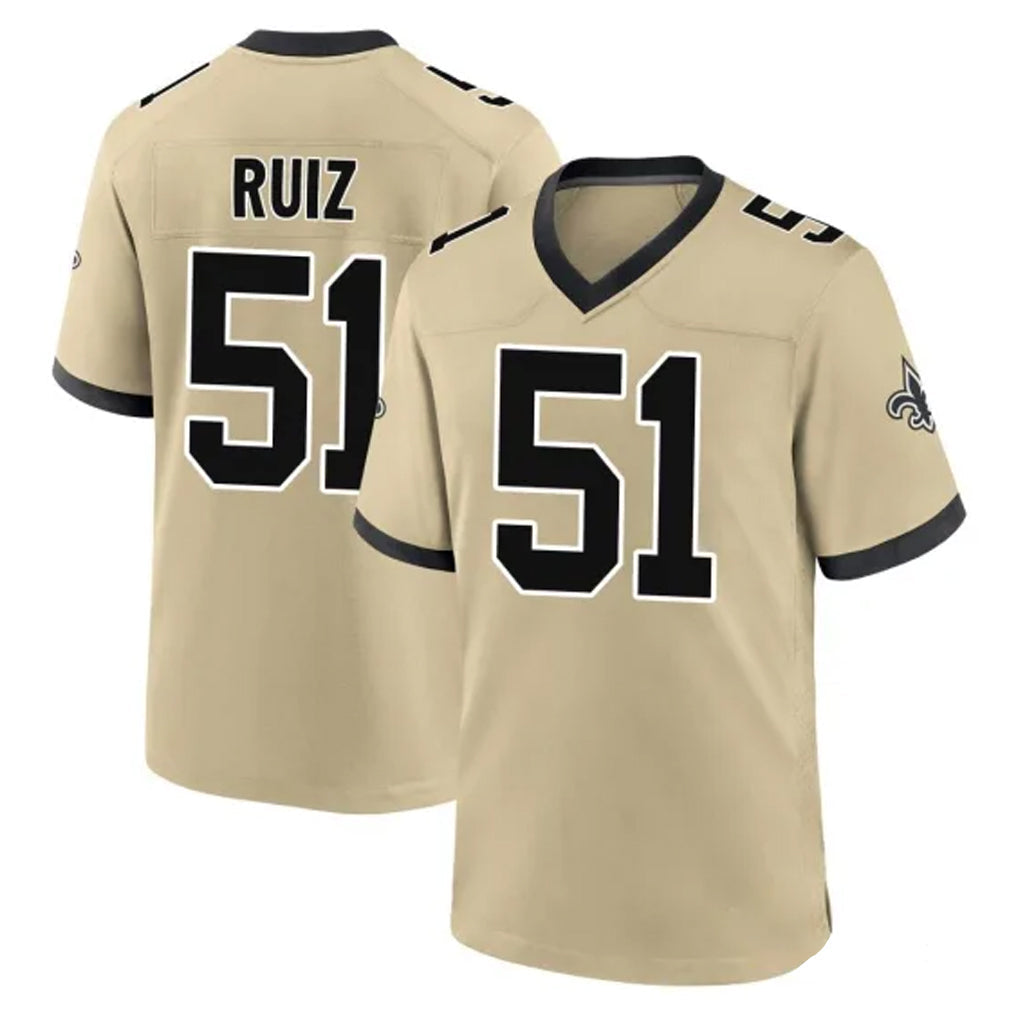 Kdoa NO.Saints #51 Cesar Ruiz Player Gold Home Game Stitched Jerseys