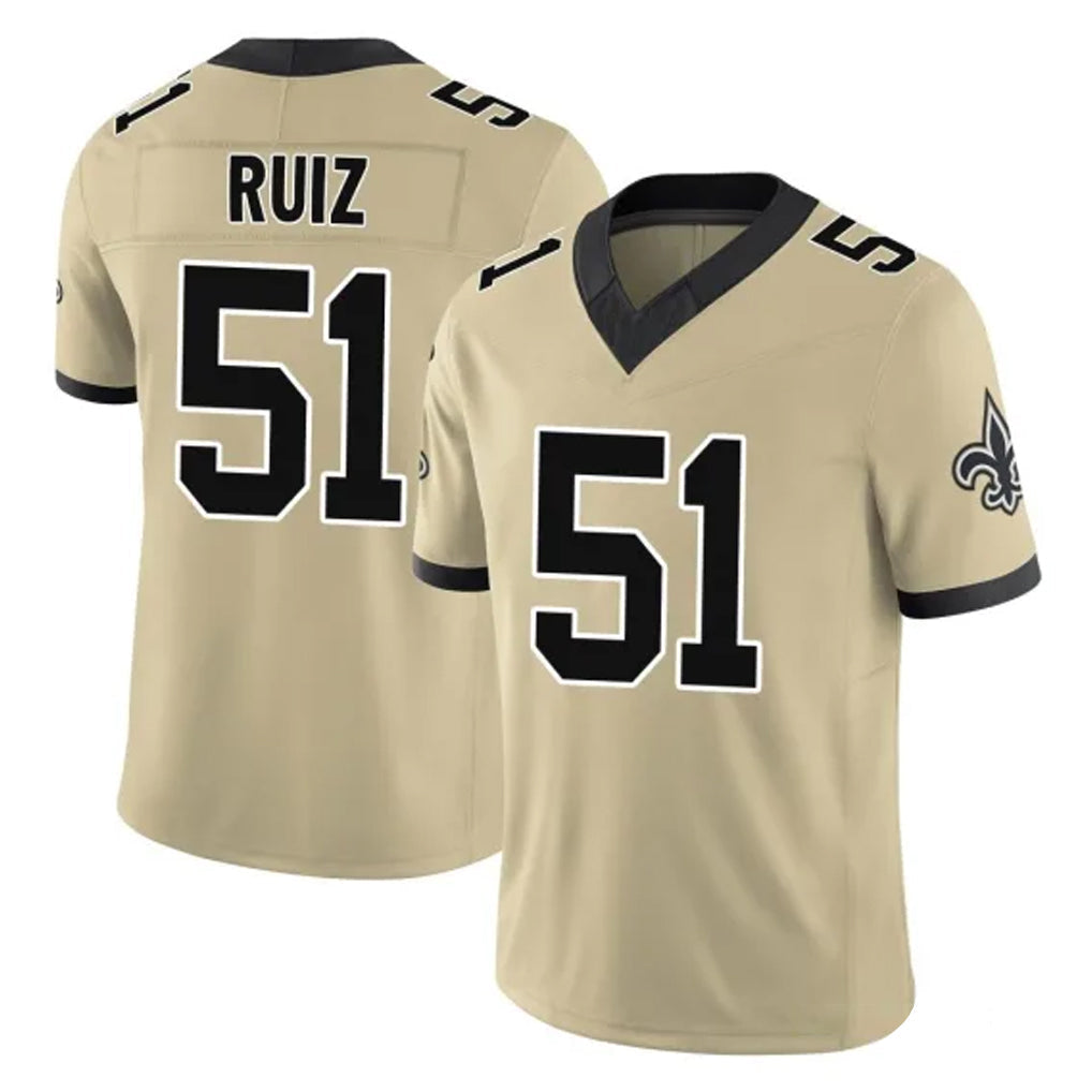 Kdoa NO.Saints #51 Cesar Ruiz Player Gold Limited Vapor F.U.S.E. Home Game Stitched Jerseys