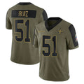 Kdoa NO.Saints #51 Cesar Ruiz Player Olive Salute To Service Limited Game Stitched Jerseys