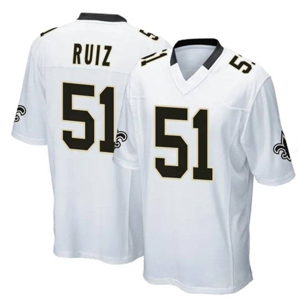 Kdoa NO.Saints #51 Cesar Ruiz Player White Home Game Stitched Jerseys