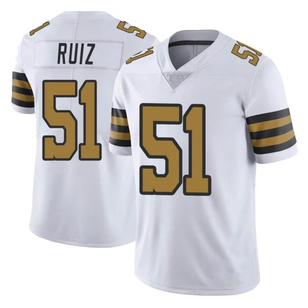 Kdoa NO.Saints #51 Cesar Ruiz Player White Limited Color Rush Home Game Stitched Jerseys