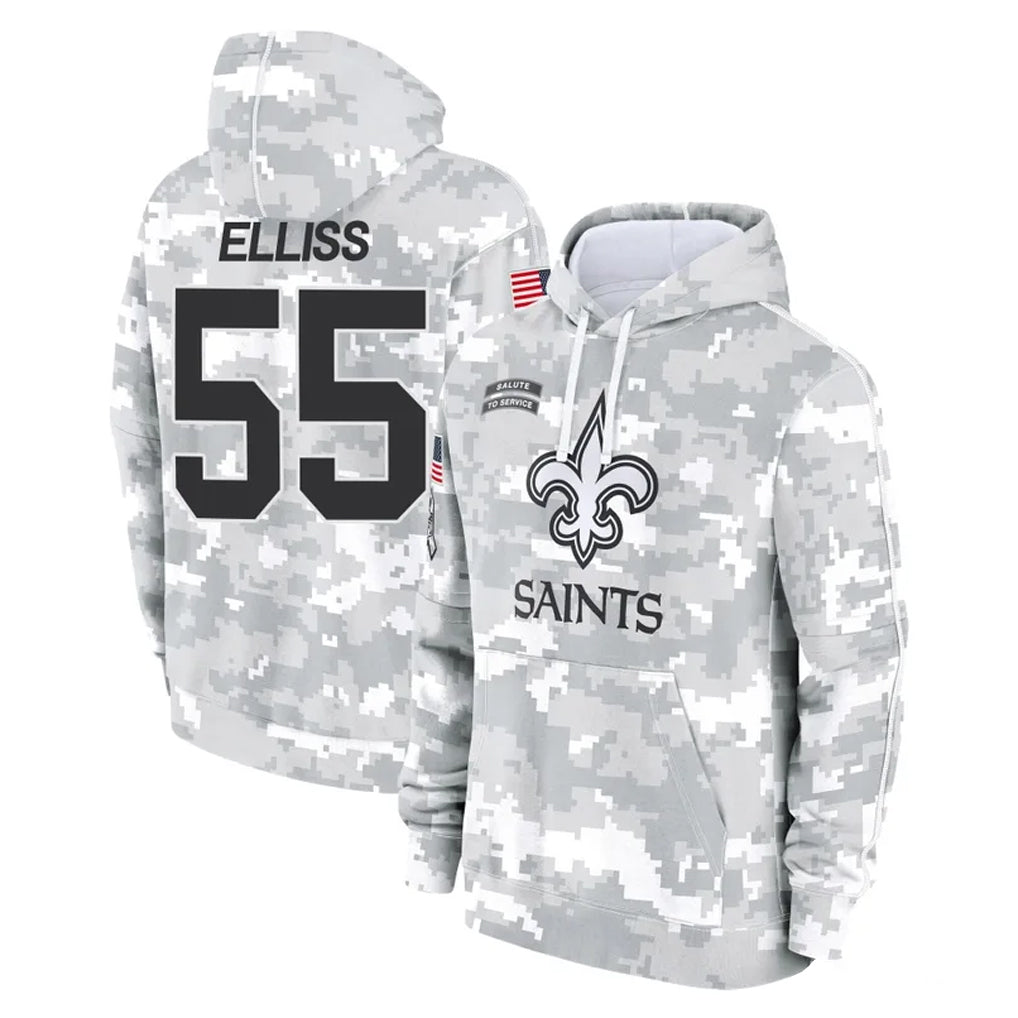 Kdoa NO.Saints #55 Kaden Elliss Player Arctic Camo Salute to Service Pullover Hoodies Limited Game Stitched Jerseys