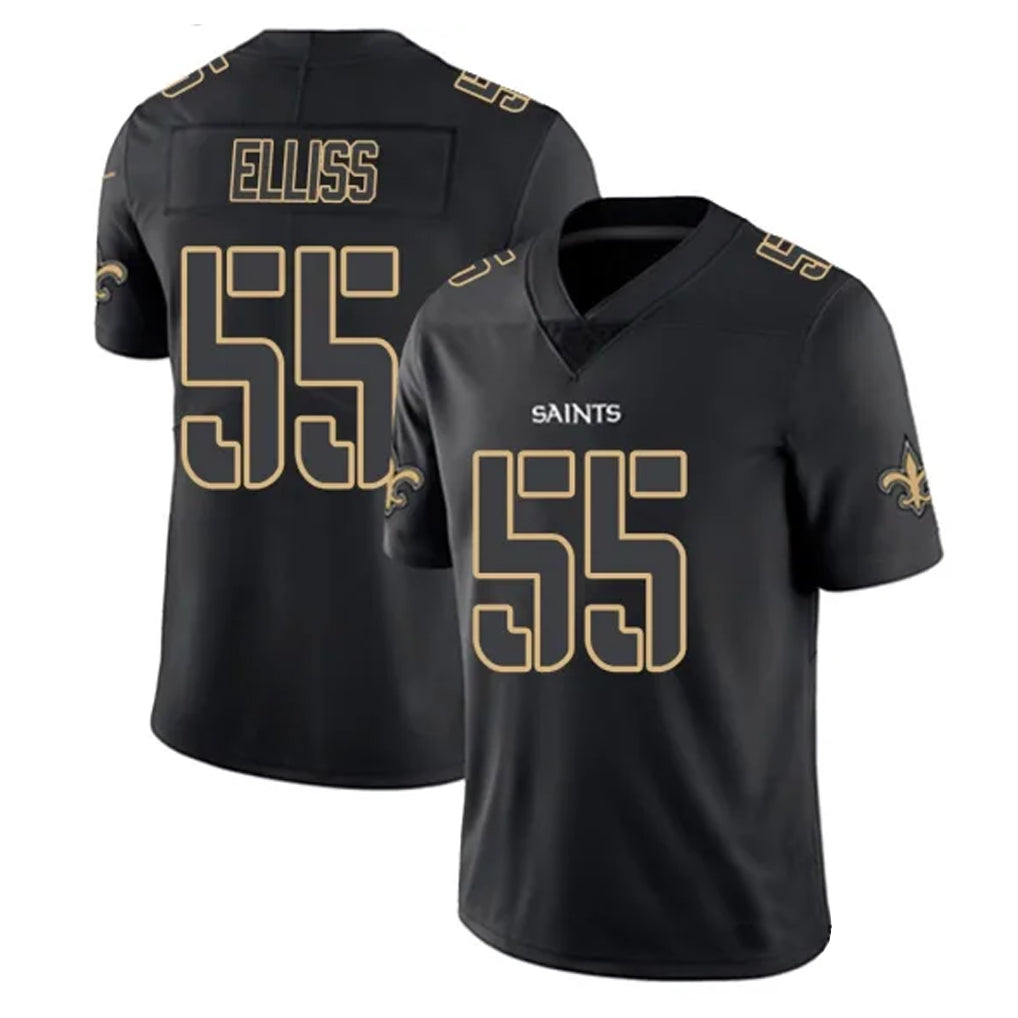 Kdoa NO.Saints #55 Kaden Elliss Player Black Impact Limited Home Game Stitched Jerseys