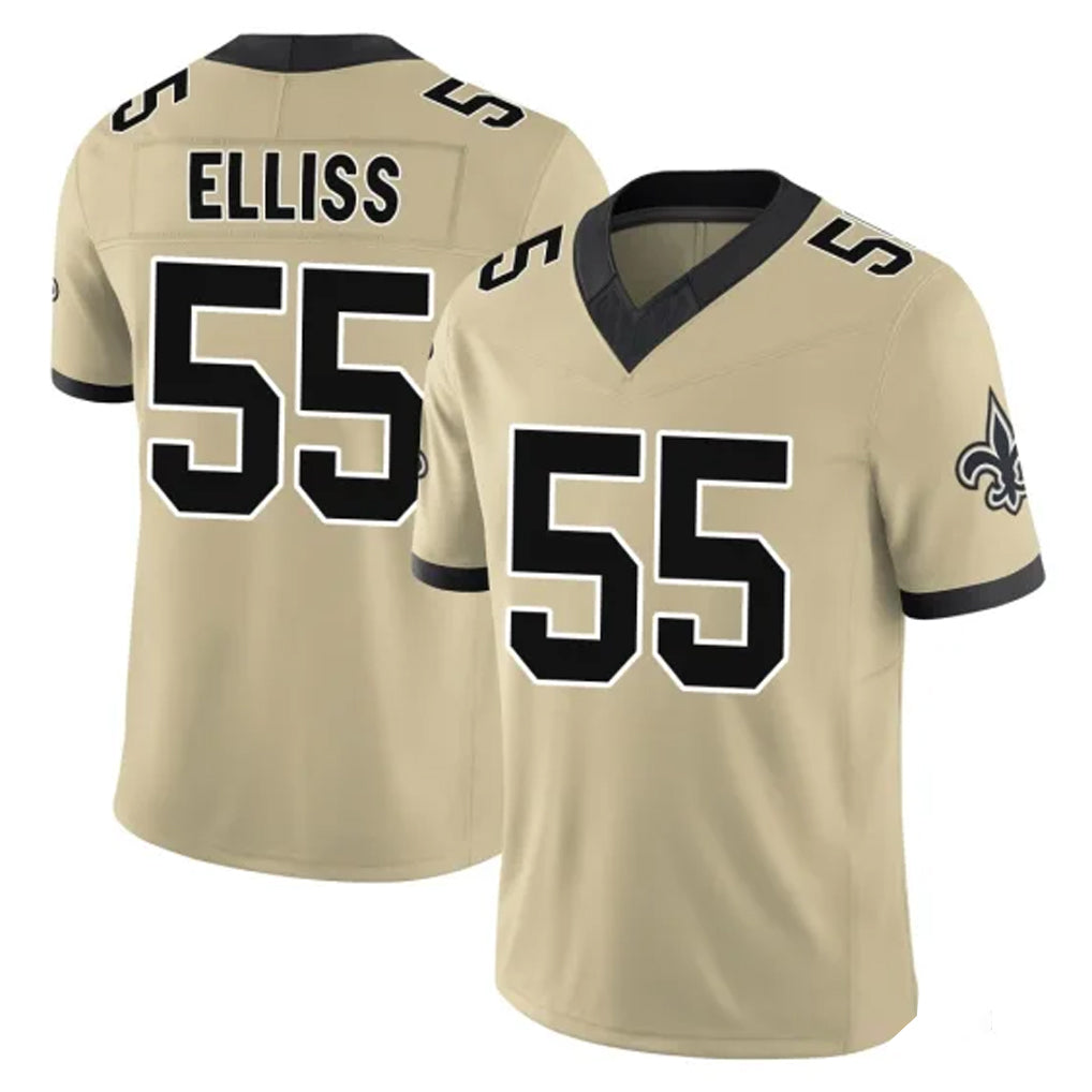 Kdoa NO.Saints #55 Kaden Elliss Player Gold Limited Vapor F.U.S.E. Home Game Stitched Jerseys