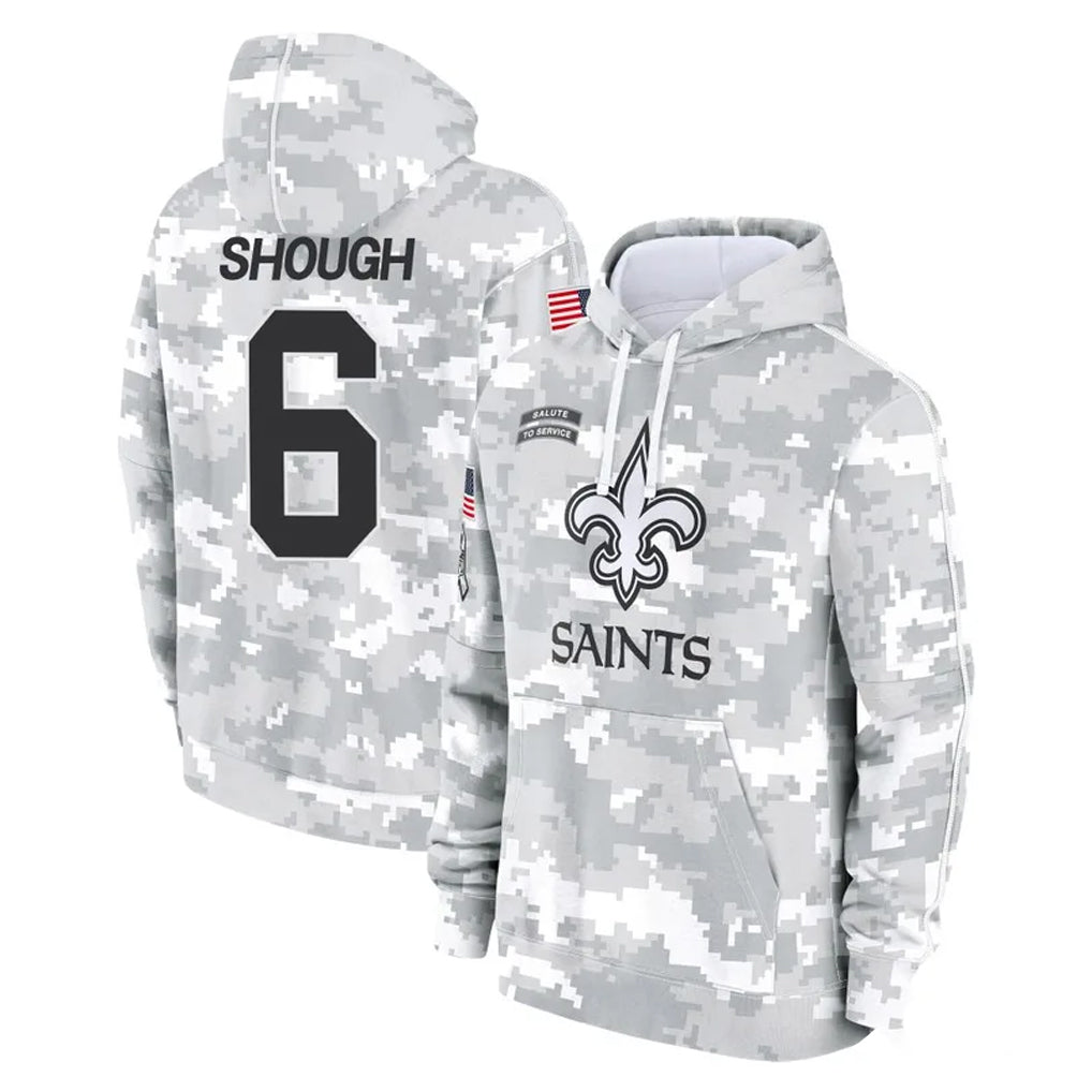 Kdoa NO.Saints #6 Tyler Shough Player Arctic Camo Salute to Service Pullover Hoodies Limited Game Stitched Jerseys