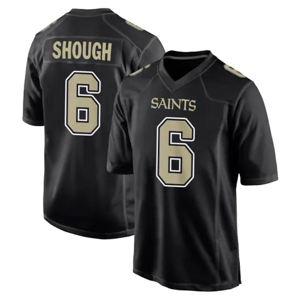 Kdoa NO.Saints #6 Tyler Shough Player Black Carbon Fashion Home Game Stitched Jerseys