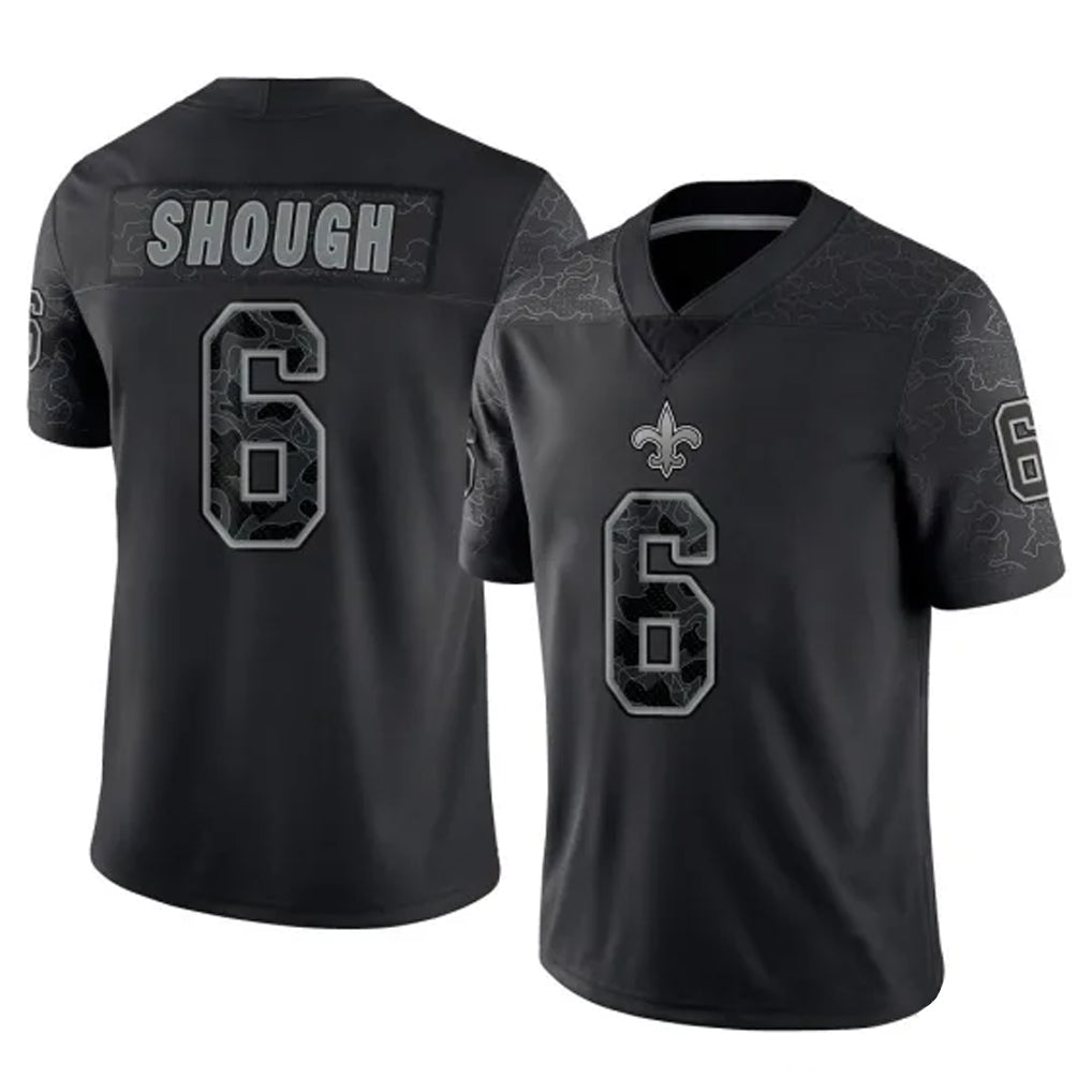 Kdoa NO.Saints #6 Tyler Shough Player Black Limited Reflective Home Game Stitched Jerseys