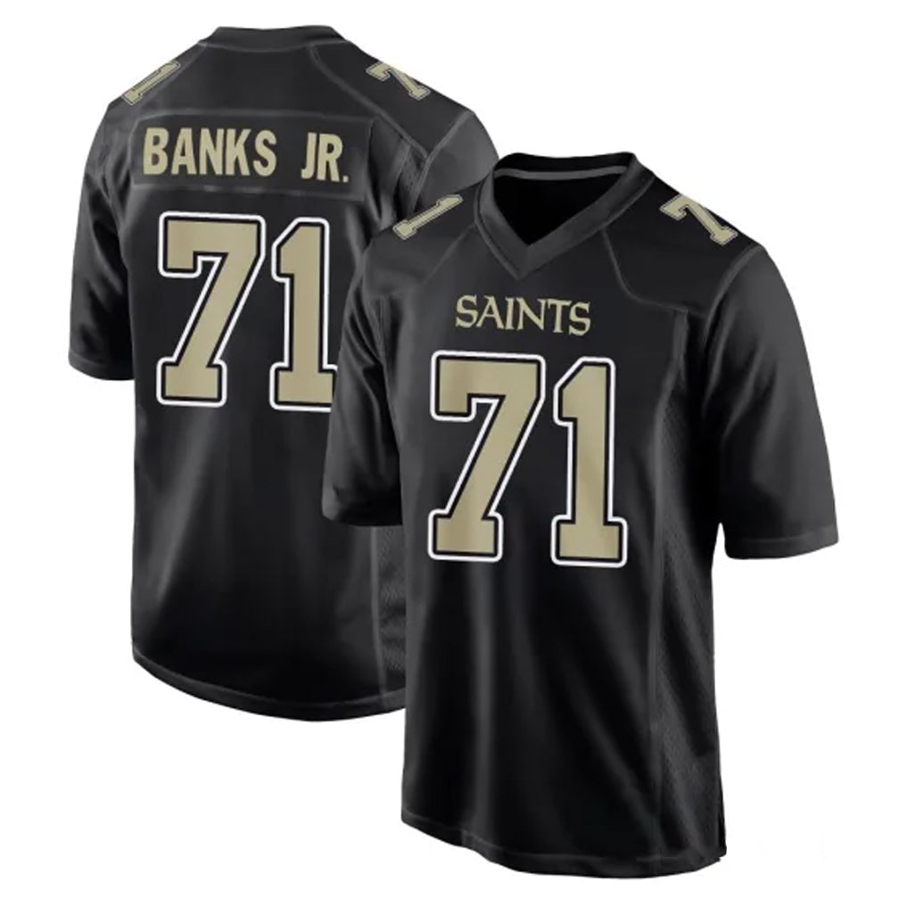 Kdoa NO.Saints #71 Kelvin Banks Jr. Player Black Carbon Fashion Home Game Stitched Jerseys
