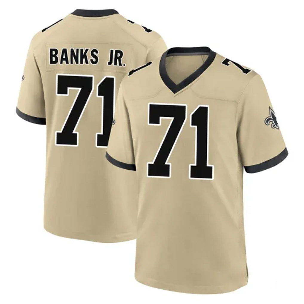 Kdoa NO.Saints #71 Kelvin Banks Jr. Player Gold Home Game Stitched Jerseys