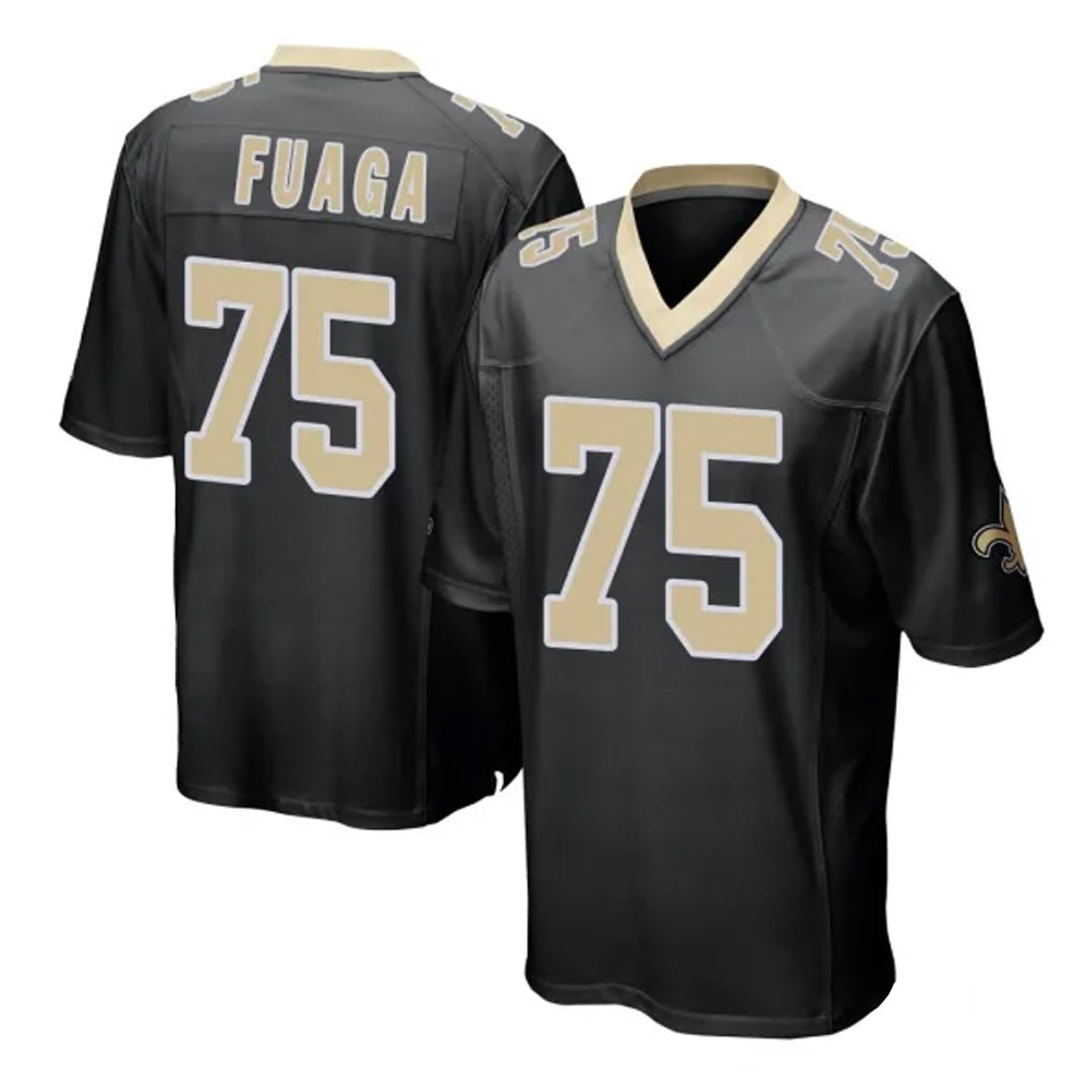 Kdoa NO.Saints #75 Taliese Fuaga Player Black Home Game Stitched Jerseys