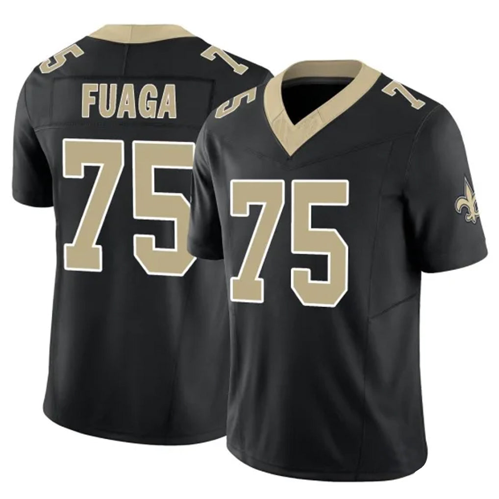 Kdoa NO.Saints #75 Taliese Fuaga Player Black Limited Vapor F.U.S.E. Home Game Stitched Jerseys