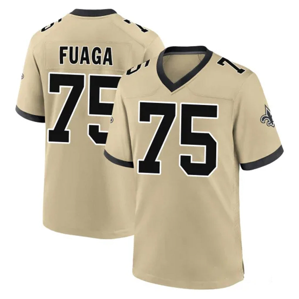 Kdoa NO.Saints #75 Taliese Fuaga Player Gold Home Game Stitched Jerseys