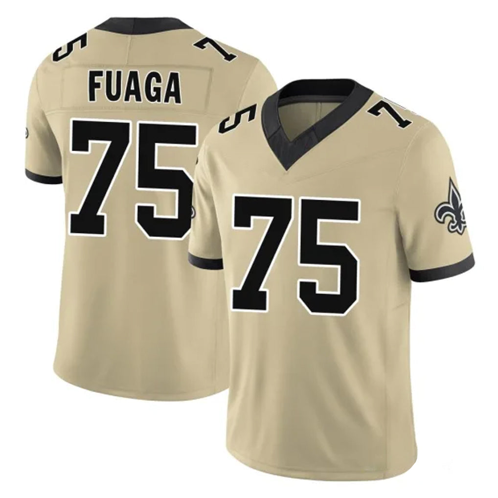Kdoa NO.Saints #75 Taliese Fuaga Player Gold Limited Vapor F.U.S.E. Home Game Stitched Jerseys