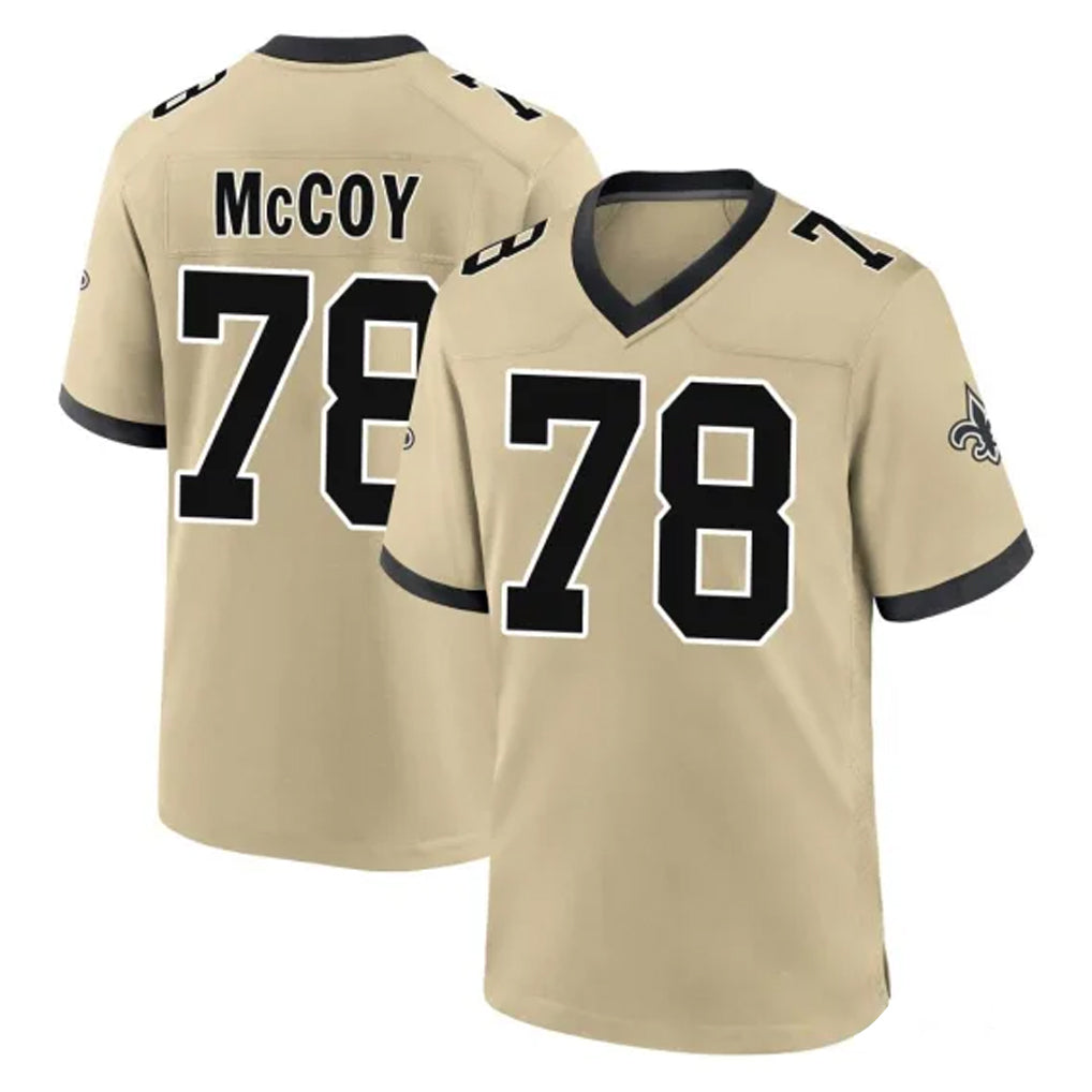 Kdoa NO.Saints #78 Erik McCoy Player Gold Home Game Stitched Jerseys