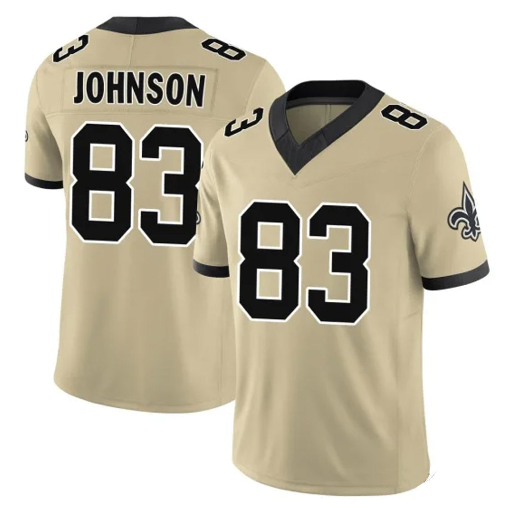 Kdoa NO.Saints #83 Juwan Johnson Player Gold Limited Vapor F.U.S.E. Home Game Stitched Jerseys