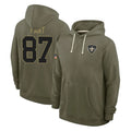 Kdoa NO.Saints #87 Noah Fant Player Olive Salute to Service Pullover Hoodies Limited Stitched Jerseys