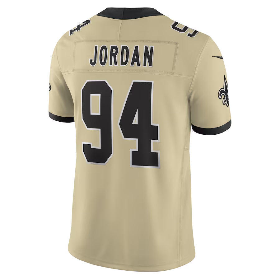 Kdoa NO.Saints #94 Cameron Jordan Player Gold Alternate Vapor F.U.S.E. Limited Stitched Jerseys