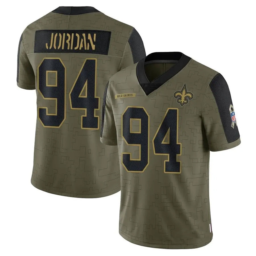 Kdoa NO.Saints #94 Cameron Jordan Player Salute To Service Olive Stitched Jerseys