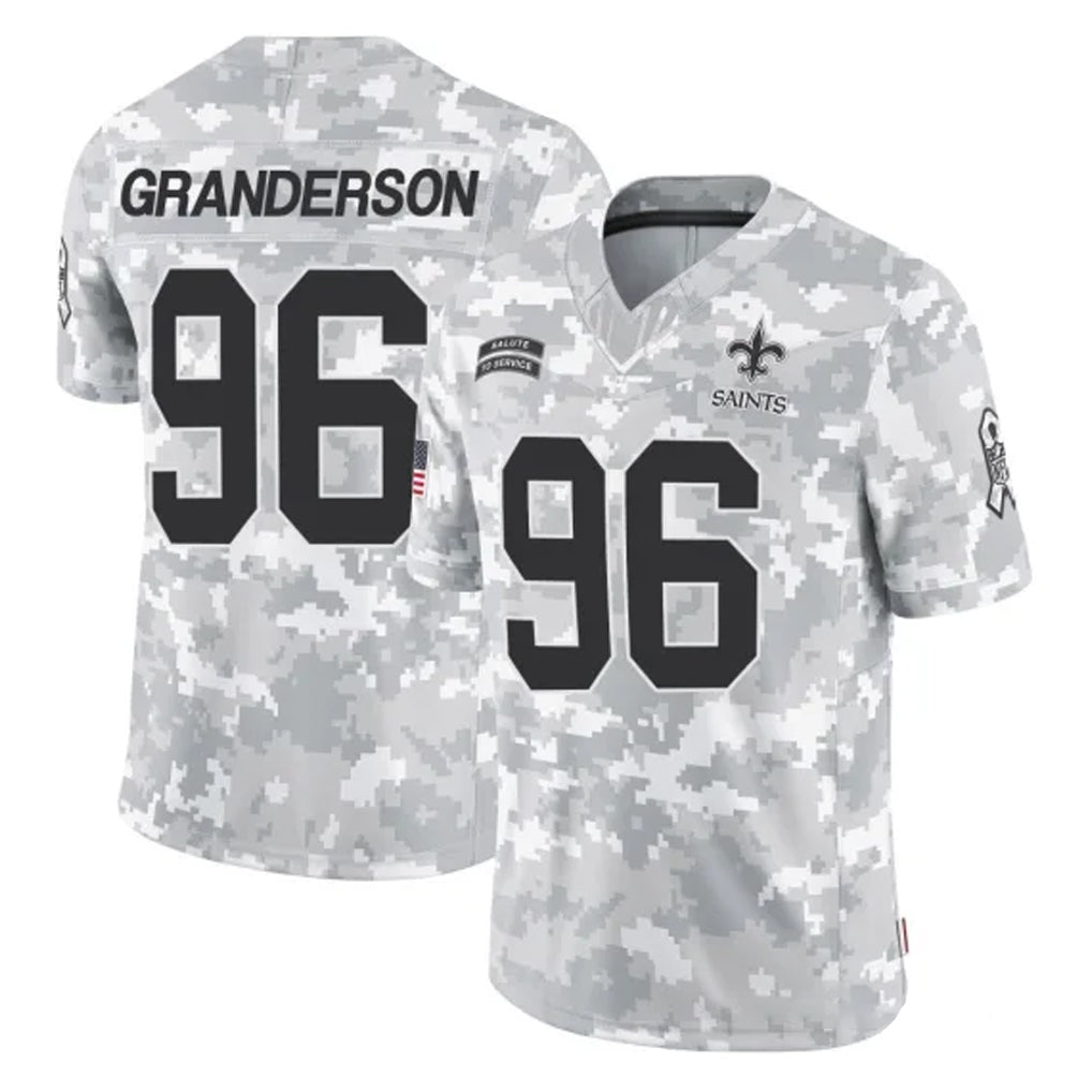 Kdoa NO.Saints #96 Carl Granderson Player Arctic Camo Salute To Service Limited Game Stitched Jerseys