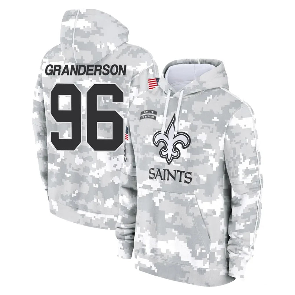 Kdoa NO.Saints #96 Carl Granderson Player Arctic Camo Salute to Service Pullover Hoodies Limited Game Stitched Jerseys