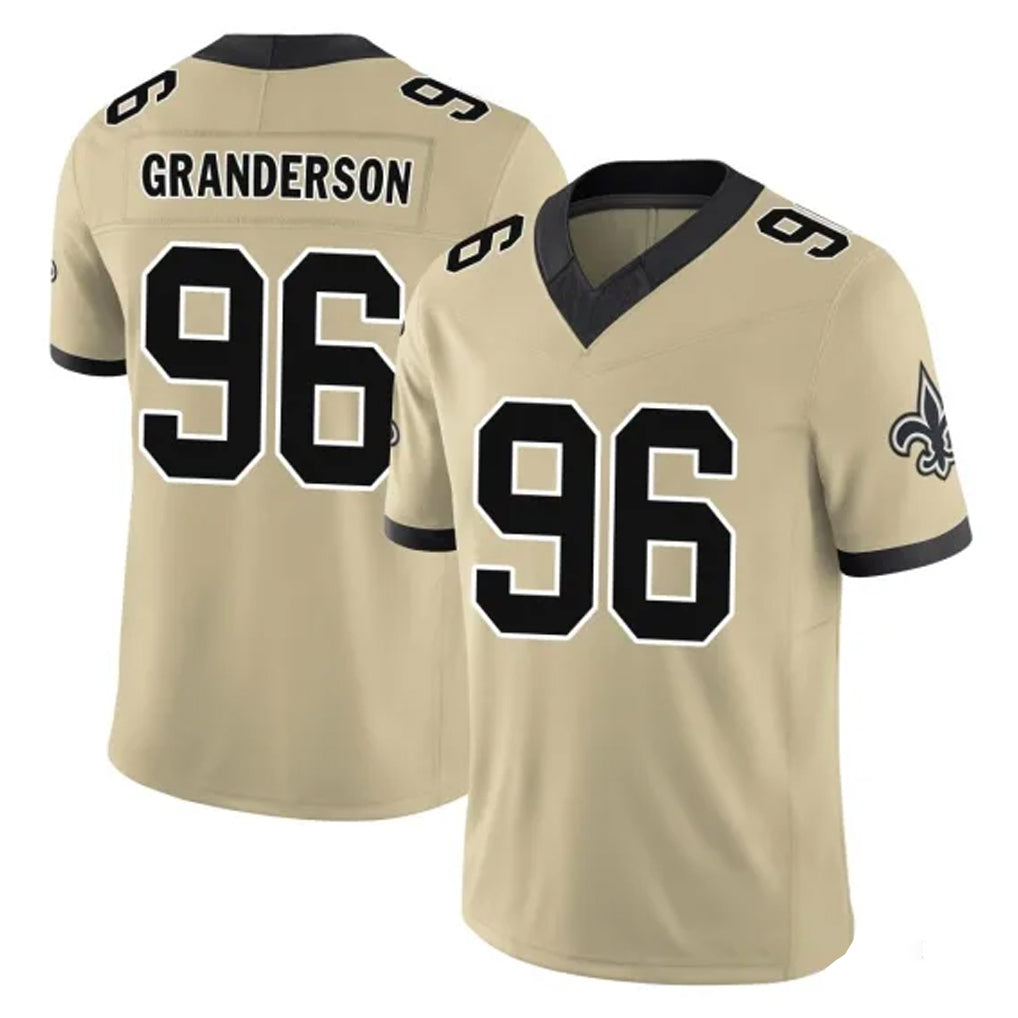 Kdoa NO.Saints #96 Carl Granderson Player Gold Limited Vapor F.U.S.E. Home Game Stitched Jerseys